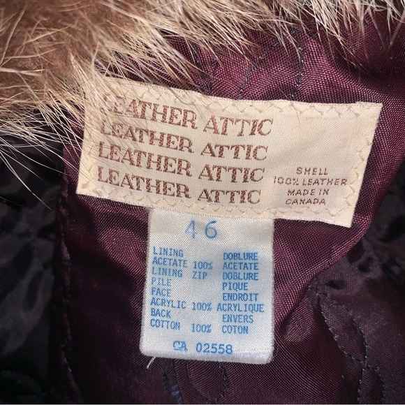 Vintage Leather Attic Penny Lane Jacket Black and Brown Fur Collar 46 - Picture 5 of 15